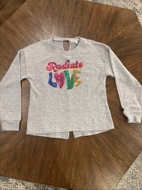Kids Gray 'Radiate Love' Sequin Sweatshirt